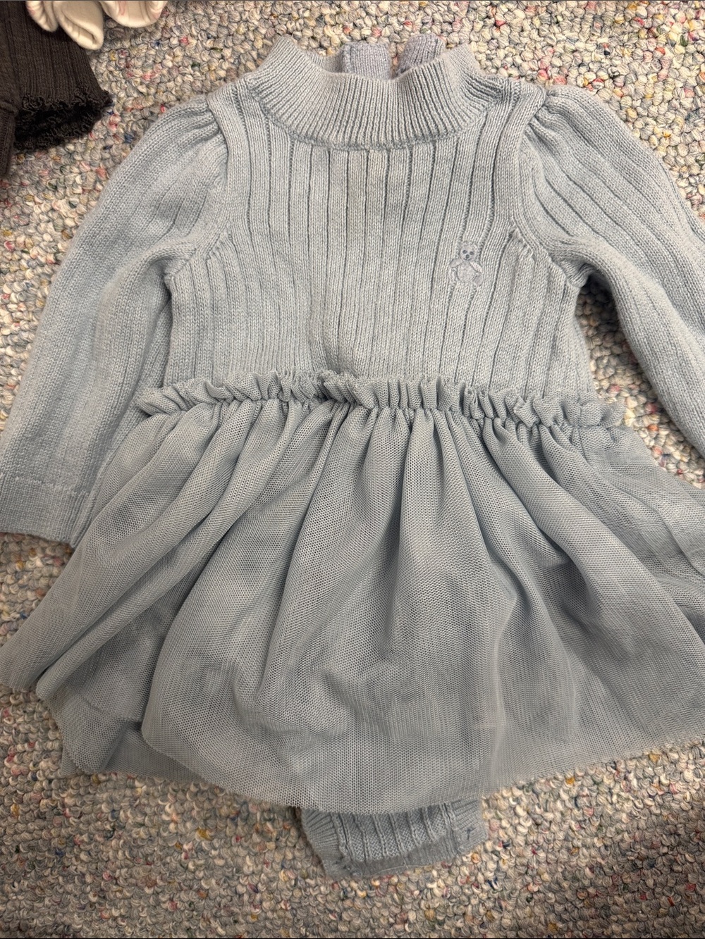 Baby GAP girls 3-6M Light Blue Knit Tulle Dress with snap closure at bottom GUC